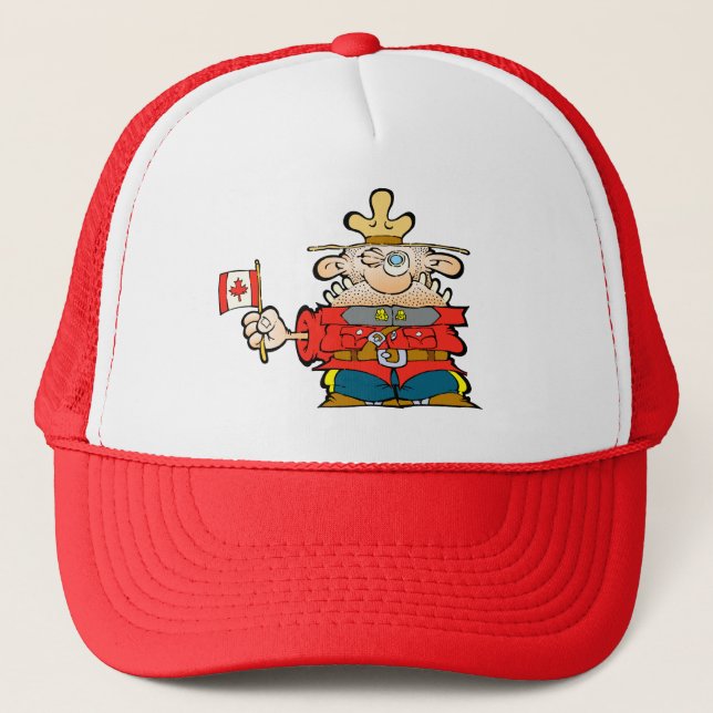 Canadian Mountie with a flag of Canada, eh. CAP (Front)