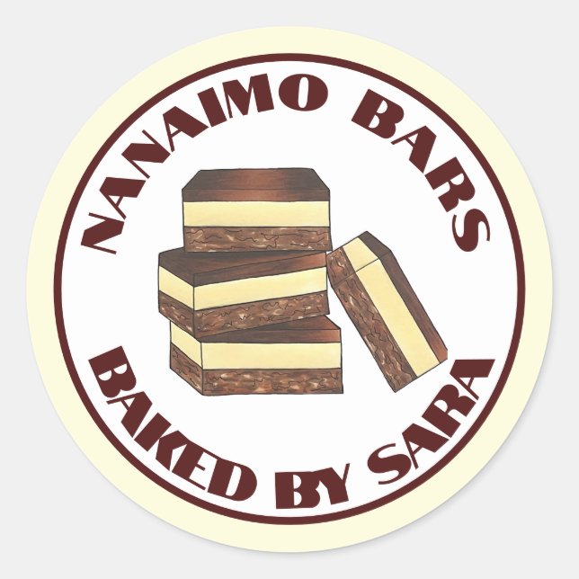 Canadian Nanaimo Bars Bakery Homemade Baked By Classic Round Sticker (Front)