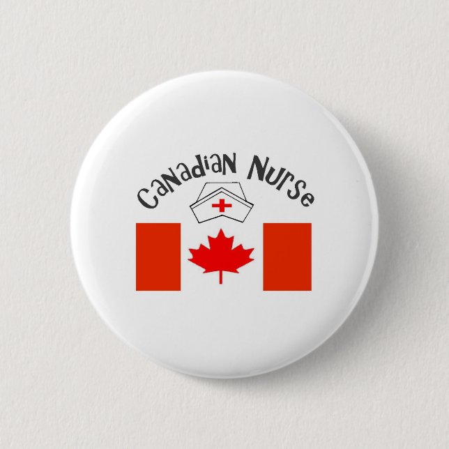 Canadian Nurse (Canadian Flag) Nurse Cap 2 Inch Round Button (Front)