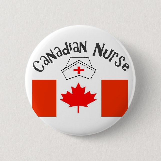 Canadian Nurse (Canadian Flag) Nurse Cap 2 Inch Round Button (Front)