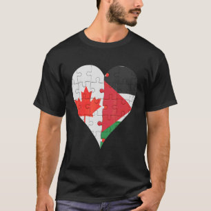 Canadian Palestinian Flag Heart T-Shirt