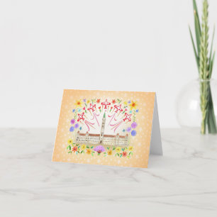 Canadian Parliament House with Snowbirds Folk Art Card