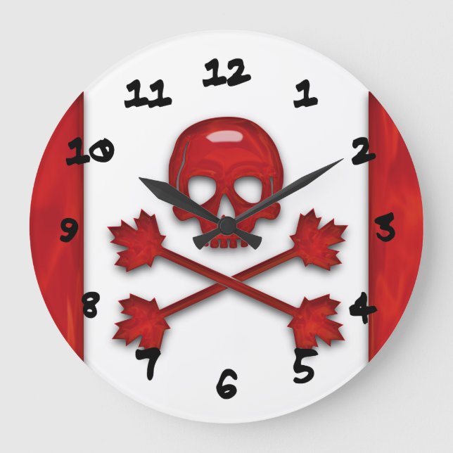 Canadian Pirate Flag Large Clock (Front)