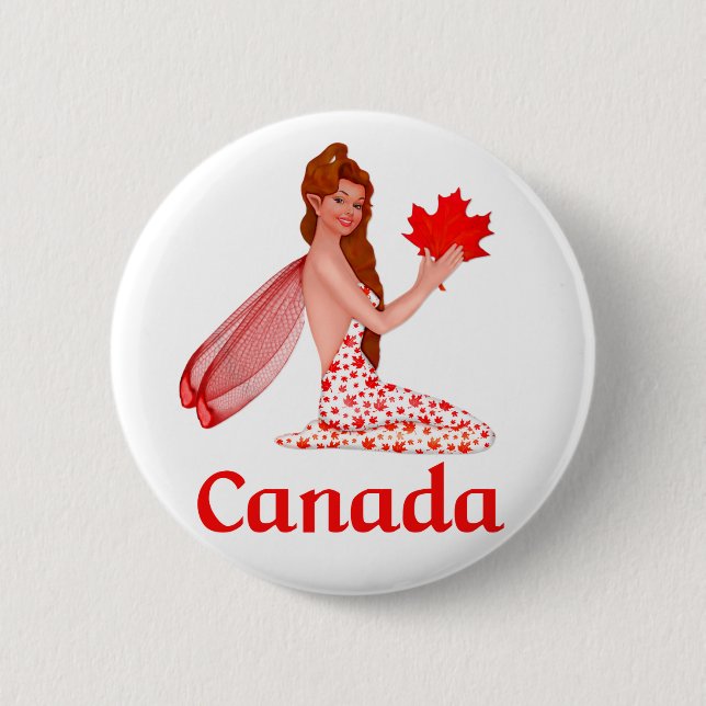 Canadian Pixie with Maple Leaf 2 Inch Round Button (Front)
