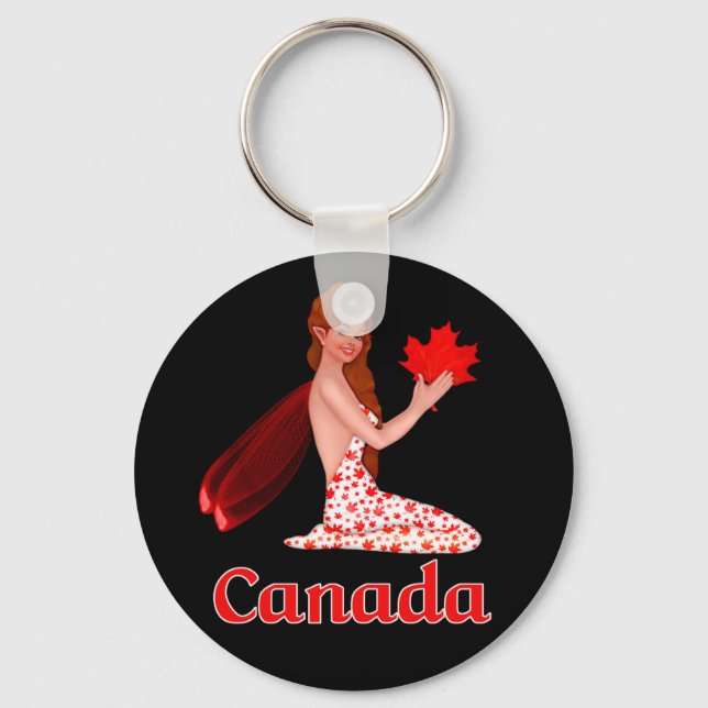 Canadian Pixie with Maple Leaf Keychain (Front)