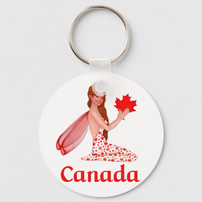Canadian Pixie with Maple Leaf Keychain (Front)