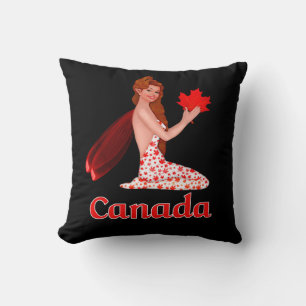 Canadian Pixie with Maple Leaf Throw Pillow