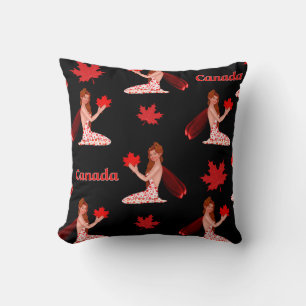 Canadian Pixie with Maple Leaf Throw Pillow