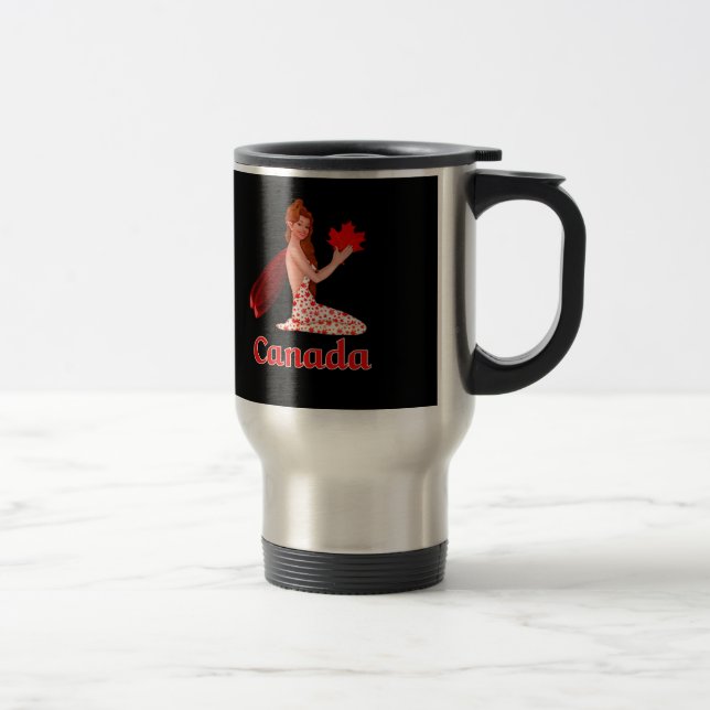 Canadian Pixie with Maple Leaf Travel Mug (Right)