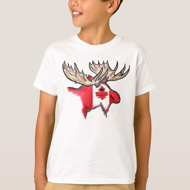 Canadian pride Canada flag boys elk tee (Front)