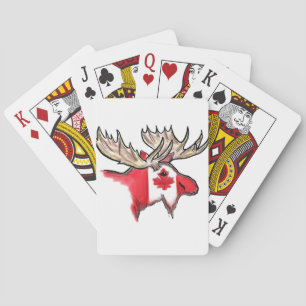 Canadian pride Canada flag elk playing cards