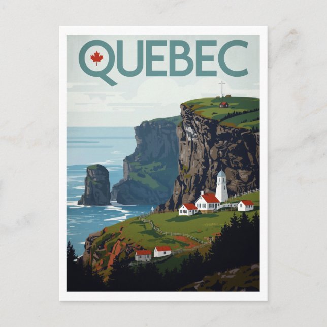 Canadian Quebec Coastal Landscape Lighthouse Postcard (Front)