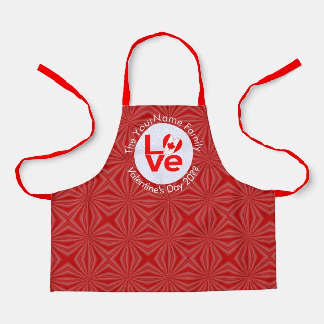 Canadian Red LOVE Flag Personalized  Apron (Front)