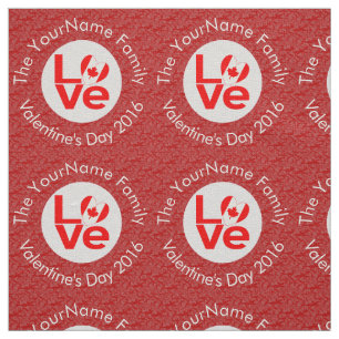 Canadian Red LOVE Flag Personalized  Fabric