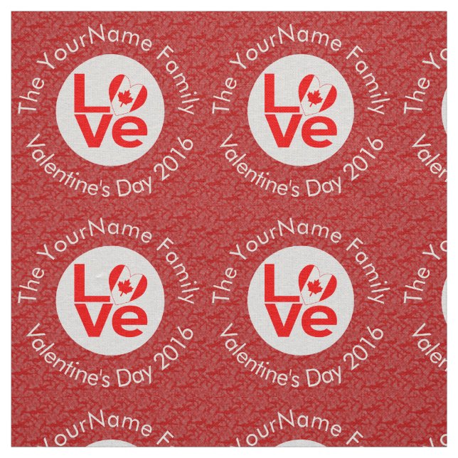 Canadian Red LOVE Flag Personalized  Fabric (Swatch)