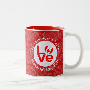 Canadian Red LOVE Flag Personalized  Two-Tone Coffee Mug