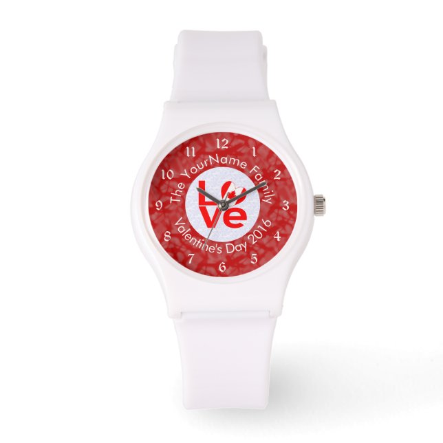 Canadian Red LOVE Flag Personalized  Watch (Front)