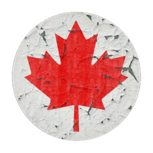 Canadian Red Maple Leaf CANADA Peeling Paint looks Cutting Board