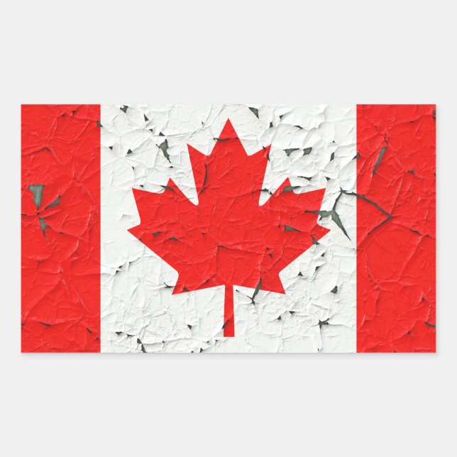 Canadian Red Maple Leaf CANADA Peeling Paint looks Sticker (Front)