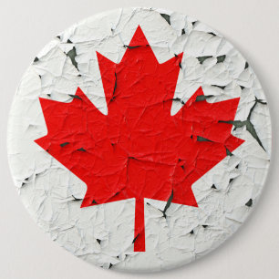 Canadian Red Maple Leaf CANADA Peeling Paint style 6 Inch Round Button