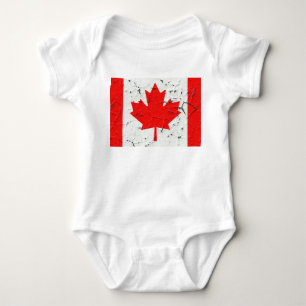 Canadian Red Maple Leaf CANADA Peeling Paint style Baby Bodysuit