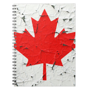Canadian Red Maple Leaf CANADA Peeling Paint style Notebook