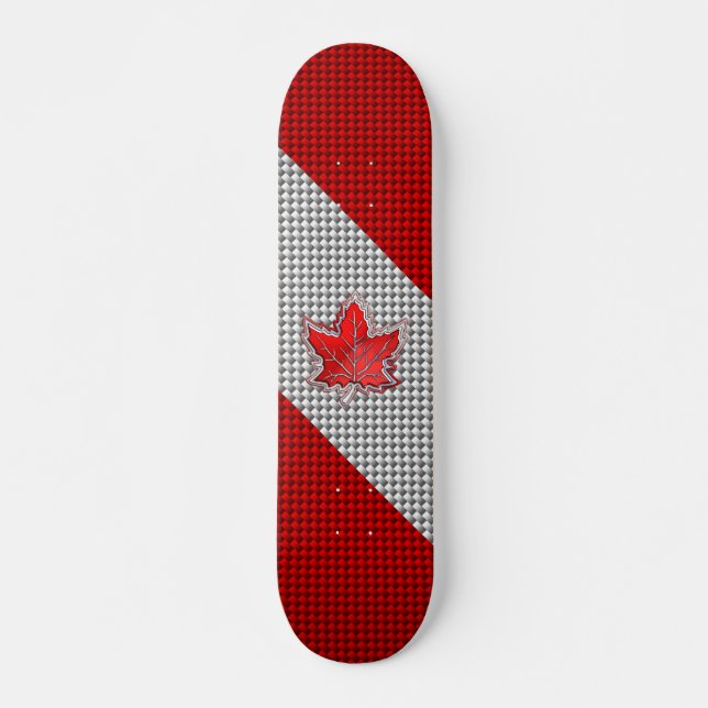 Canadian Red Maple Leaf in Carbon Fiber looks Skateboard (Front)