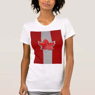 Canadian Red Maple Leaf in Carbon Fibre looks T-Shirt