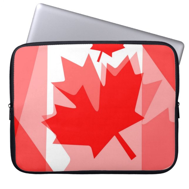 Canadian Red Maple Leaf Layered Style CANADA Laptop Sleeve (Front)