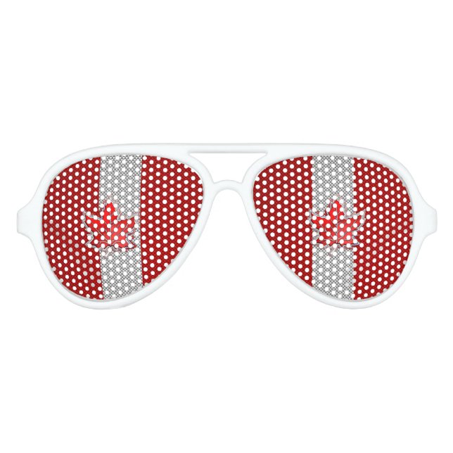 Canadian Red Maple Leaf on Carbon Fiber style Aviator Sunglasses (Front)