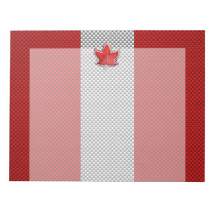 Canadian Red Maple Leaf on Carbon Fiber style Notepad