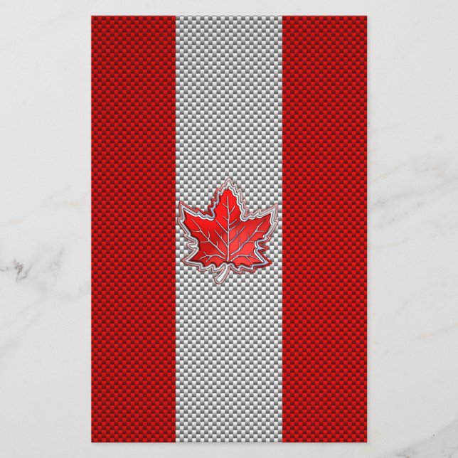 Canadian Red Maple Leaf on Carbon Fibre Print Flyer (Front)