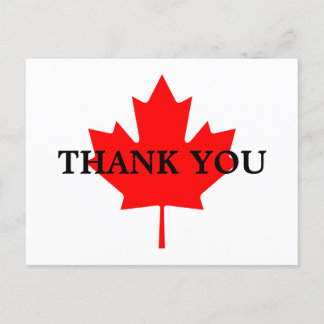 Canadian Red Maple Leaf Thank You Postcard