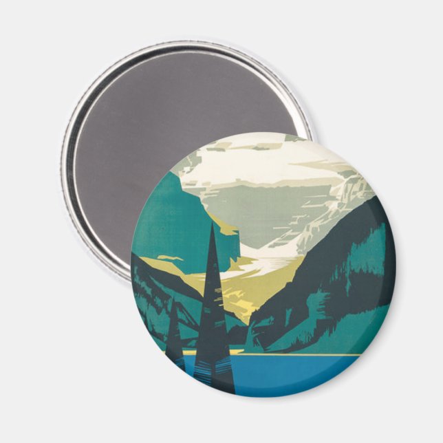 Canadian Rockies retro vintage poster Magnet (Front/Back)
