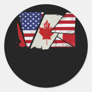 Canadian Roots Half American Flag Canada Classic Round Sticker