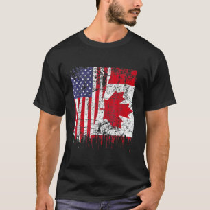 Canadian Roots Half American Flag Canada Day Flag T-Shirt