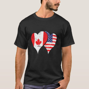 Canadian roots two nations in one human USA Canadi T-Shirt