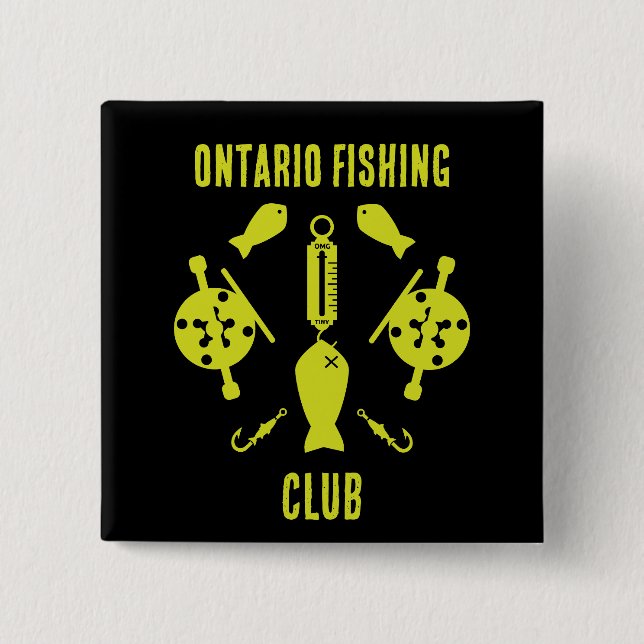 Canadian Salmon Fishing 2 Inch Square Button (Front)