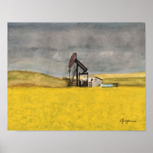 CANADIAN SCENES: ALBERTA PRAIRIES WATERCOLOR POSTER