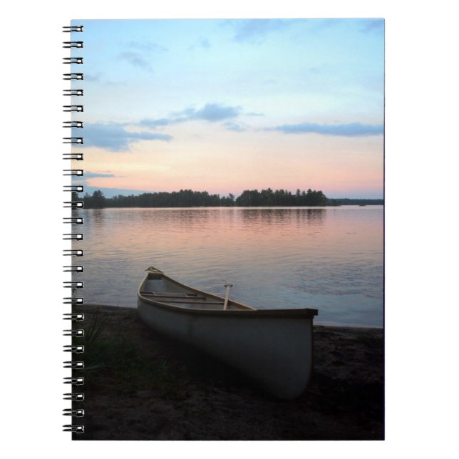 Canadian sunrise, canoe, cottage country notebook (Front)