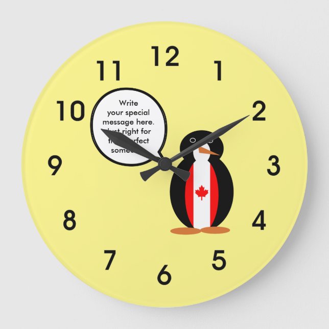 Canadian Talking Ms Penguin Personalized  Large Clock (Front)