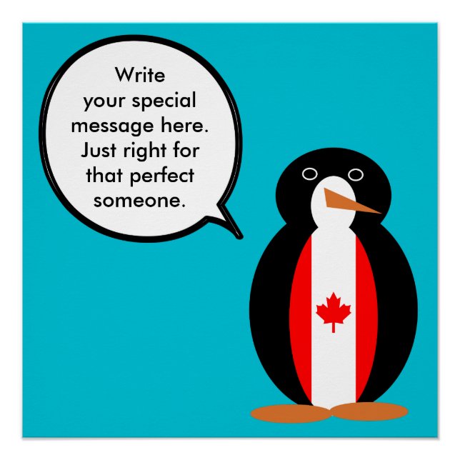 Canadian Talking Ms Penguin Personalized  Poster (Front)