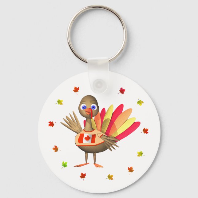 Canadian Thanksgiving Baby Turkey Keychain (Front)
