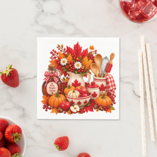 Canadian Thanksgiving Maple Harvest Kitchen Napkin