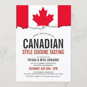 Canadian Themed Cuisine   Party Flag White Invite