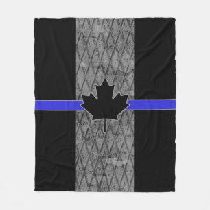 Canadian Thin Blue Line Flag Fleece Blanket