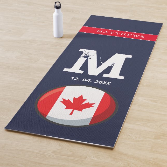 Canadian to Flag Red White Blue Patriotic Monogram Yoga Mat (In Situ)