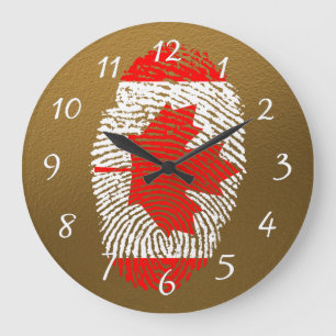 Canadian touch fingerprint flag large clock