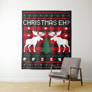Canadian Ugly Christmas Sweater Design Tapestry