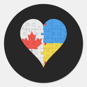 Canadian Ukrainian Flag Heart Canada Ukraine  Classic Round Sticker